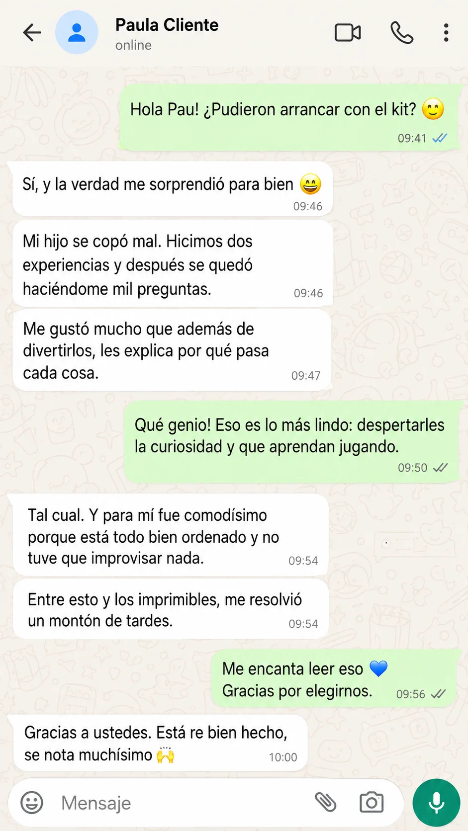 Opinión de cliente sobre las actividades científicas para chicos